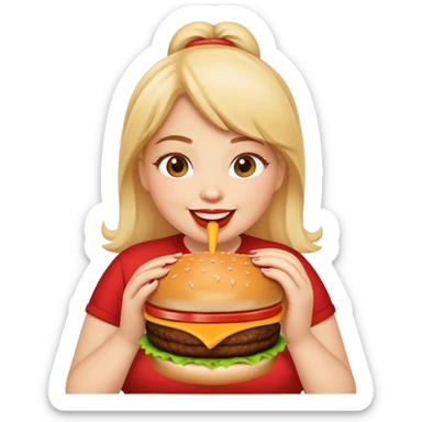 a fat light skin girl eating a burger sticker