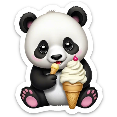 Panda eating ice cream sticker