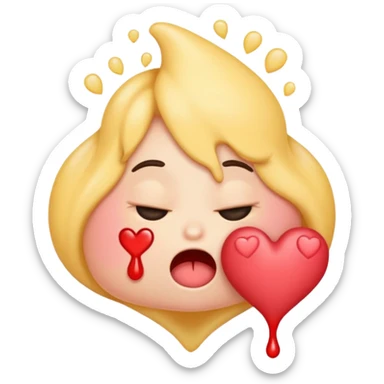 un emoji vomitando corazones sticker