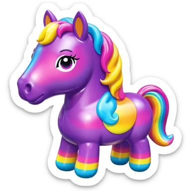  Lisa Frank style  vinyl chubby horse toy figure  sticker