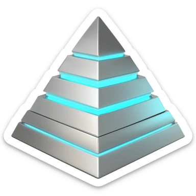 White metallic and cyan-glowing, futuristic pyramid  sticker