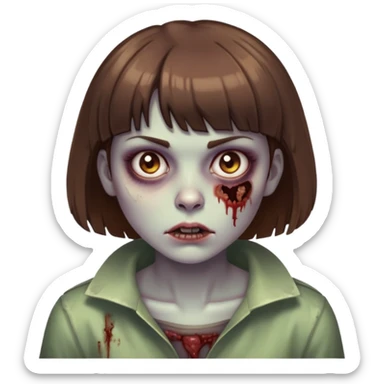 a zombie woman, with short, brown hair and bangs  sticker