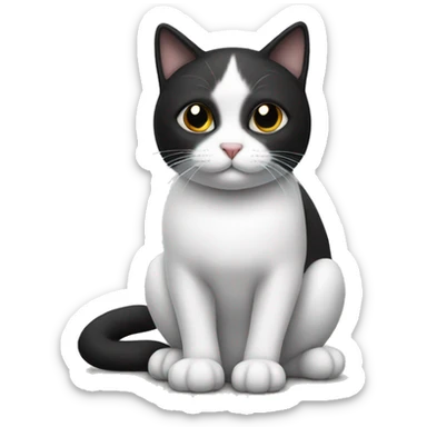 black and white cat sitting sticker