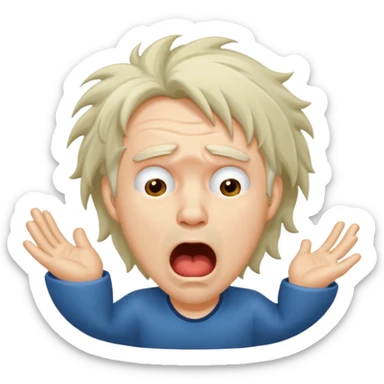 Weak man with disheveled hair yawning sticker