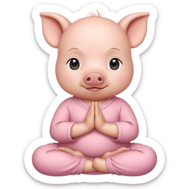 a cute baby pig meditating sticker