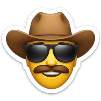 cowboy emoji in sunglasses with mild panic sticker