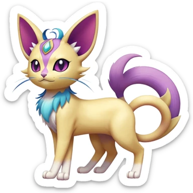 Espeon-Meowth-Pokémon-Fakémon-hybrid-creature (full body) sticker