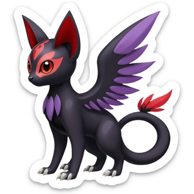 Meloetta-Purrloin-Nargacuga-Noibat-Pokémon-Fakémon-fusion-hybrid-creature sticker