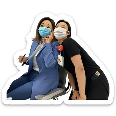 masked duo in office setting sticker