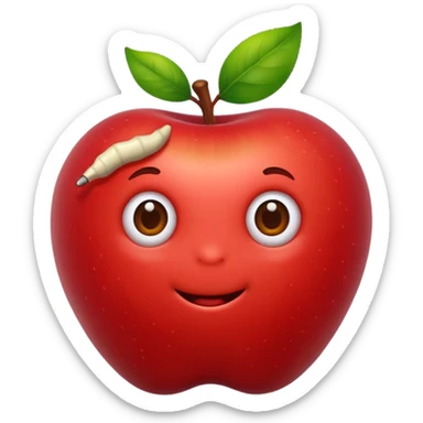worm in apple sticker
