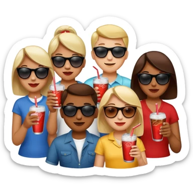 A group of thristy people having soda. sticker