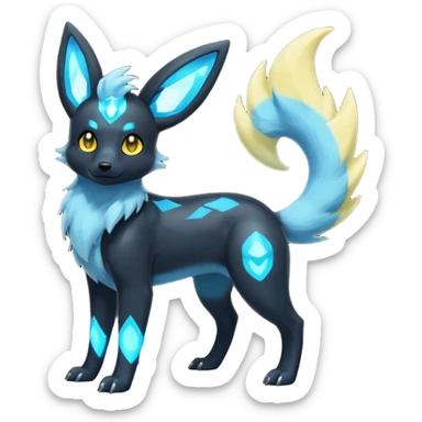 Manectric-Electrike-Aurorus-Umbreon-Draco-Fakémon-hybrid-creature (full body), 4 legs sticker