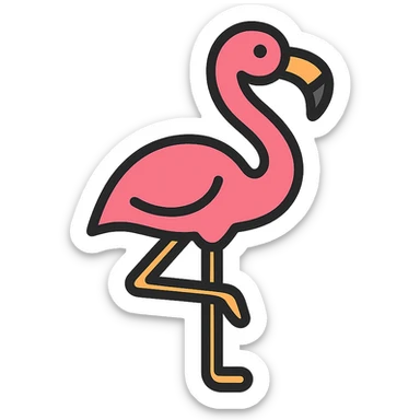 flamingo, simple and recognizable, color icon style sticker