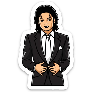 Michael Jackson elegant black suit waist up portrait sticker