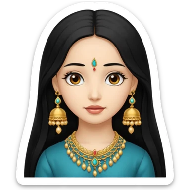 A jhumka girl with hair and face only passport size picture sticker