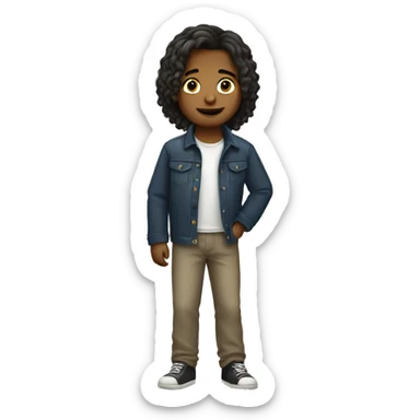 A boy with shoulder-length hair sticker