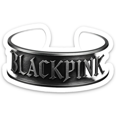 BLACKPINK-inspired gothic bracelet, no hearts, chrome style, shiny and dramatic, black and pink colors sticker