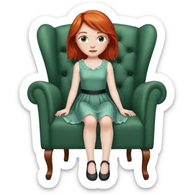 Naked red haired girl with freckles and large tits no clothes no bra no panties full body and a pussy sitting in a chair with legs spread sticker