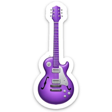 a purple Christmas ornament with a guitar sticker