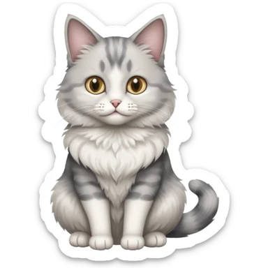 a grey and white cat sitting regally sticker