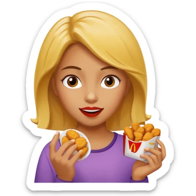 Girl eating nuggets from McDonalds  sticker
