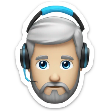 A white Man, whith Black beard, have headphones,blue eyes, frost, chibi sticker