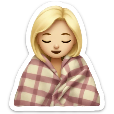 sleepy blonde girl with a blanket sticker