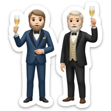 CHARLES darwin standing next to a Neandertal. They are drinkung champagne sticker