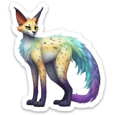 Epic Edgy Colorful ethereal eldritch Sergal-Serval-Fionbri full body sticker