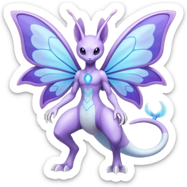 Venomoth-Mewtwo-Lunala-Fakémon-hybrid-creature (full body)  sticker
