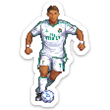 Ronaldo in the style of pixel art, action pose sticker