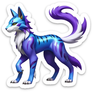Shiny Elemental Exotic Renamon-Raikou-Liepard-Persian-Pokémon-Fakémon-hybrid-creature (full body) sticker