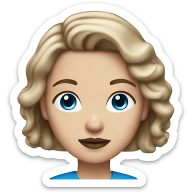 A white women with brown hair blue eyes and pink lips sticker
