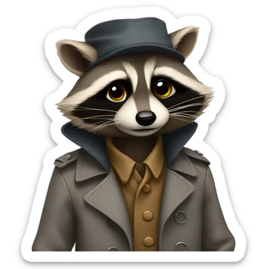 Raccoon wearing trench coat  sticker