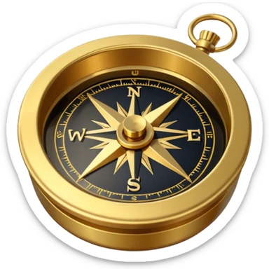 pirate compass object icon, brass compass, adventure style, 3D cartoon, mobile game icon style, centered, clean background, no text, no watermark
 sticker