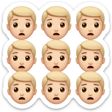 Anxious
 Irritated
 Confused
 Unsure
 Hopeful
Neutral (slightly cautious)
 (Excited → Confused) in cute  human forms sticker