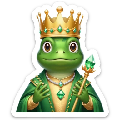 frog King, with crown, crystal and standing, royal cloth sticker