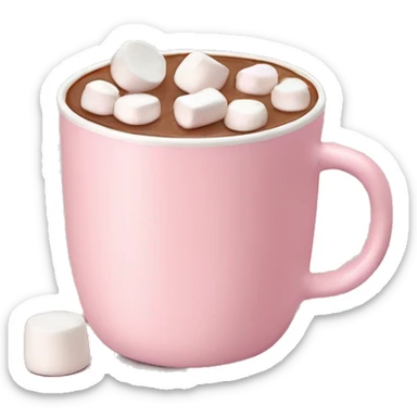 Light Pink mug of hot chocolate with marshmallows  sticker