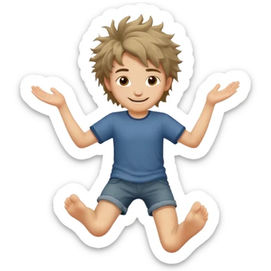 barefooted boy with messy hair sticker