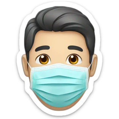 Asian Man with N95 Mask sticker