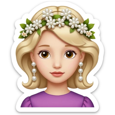 The girl with pearl earrings, whose hair is adorned with flowers sticker