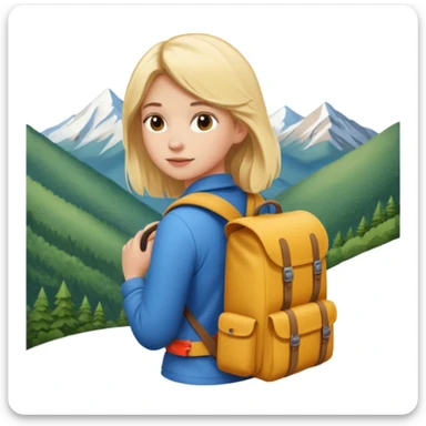 girl back packing mountains background  sticker