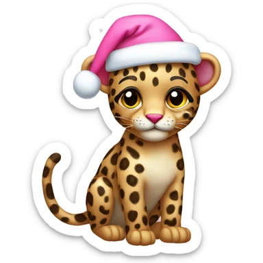 Cute pink christmas leopard  sticker