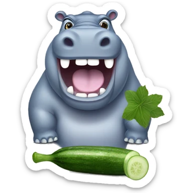 Hippo with a cucumber  sticker