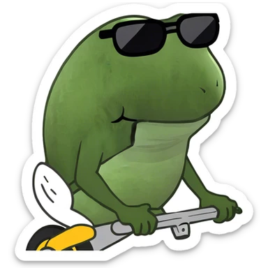 Frog on a scooter sticker