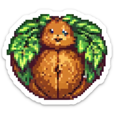 a nutty character, pixel art style, pixel art illustration sticker