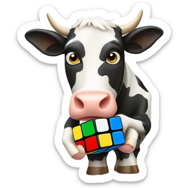A cow playing rubik’s cube sticker