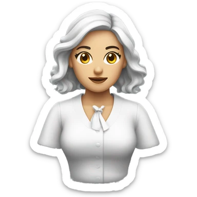 mujer blanca rizada con un lazo en el cuello negro  sticker