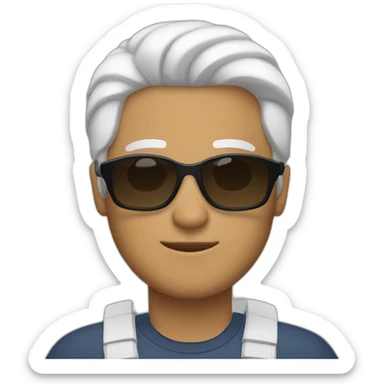hispanic man with Midpart white hair and sunglasses sticker