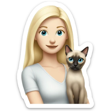 Blonde pale woman with siamese cat sticker